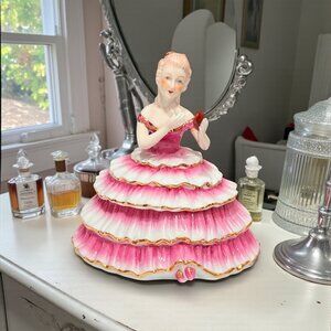 Vintage Limoges Victorian Lady Trinket/Vanity Box